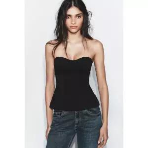 [ZARA] 자라 하트 네크라인 오프숄더 탑 - 블랙 3531079