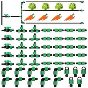 톤디아모 50개 정원 5/8인치 드립 관개 테이프 튜빙 피팅 키트에는 커넥터, 티 커플링, 팔꿈치, 엔드 캡, 대부분의 16-17mm 시스템(녹색)을 위한 밸브 바브 켜기/끄기 기능이 포함되어 있습니다