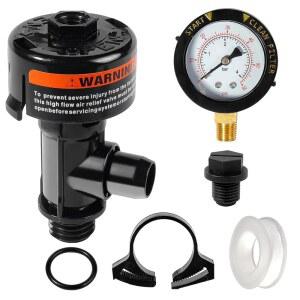 98209800 풀 및 스파 필터 FNS, 클린 앤 클리어, 쿼드 DE, SMBW 2000/4000 시리즈에 적합한 압력 게이지가 있는 수동 에어 릴 밸브 어셈블리