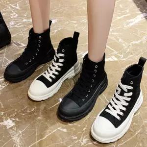 여성 3cm 캔버스화 스니커즈 운동화 워커 앵클부츠