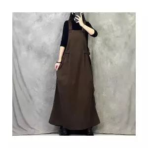 여성용 치마 롱 빈티지 추동 빅사이즈 무릎 러블리 멜빵 오는 일자 슬림핏 밑단 A라인 발목까지 다올4