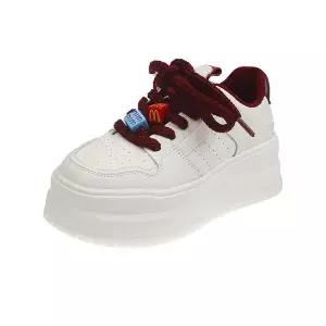 여자 캔버스화 리얼 가죽 통굽 스트랩 보드 슈즈 원픽5