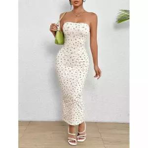 여자 플라워 원피스 니트 프린트 오프숄더 아웃오픈 톱 원픽1