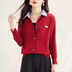 여성 니트 봄 가을 셔츠카라 칼라 가짜투피스 블라우스 가디건 상의 원픽3