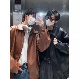 남성 빈티지 봄가을 잠바 항공점퍼 블루종 PU가죽 재킷 admr3