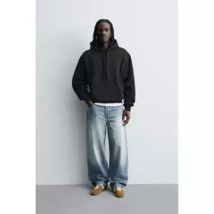 zara 자라 헤비웨이트 베이직 후드 스웨트셔츠 - 블랙