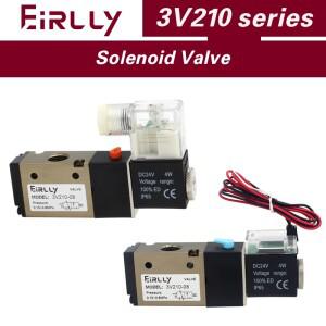 3웨이 포트 2 위치 3V210-08 DC12V 24V AC110V AC220V 공압 공기 솔레노이드 밸브 전기 제어 가스 마그네틱