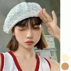 여자 여름모자 니트 디테일 빵모자 베레모 펀칭
