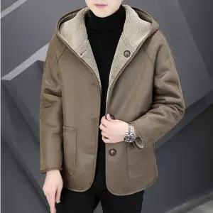 남자 빈티지 세무 기모 패딩 점퍼 코트 후드 폴라폴리스 심플데일리룩 골드 항공 퍼 도톰 일체형 OOTD1