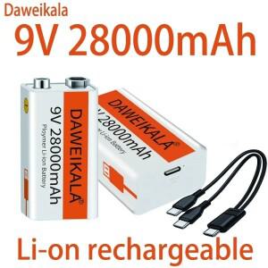 다위칼라 9V 28000mAh 리튬이온 충전식 배터리 멀티미터 마이크 장난감 리모컨용 USB | UN38.3/CE 인증