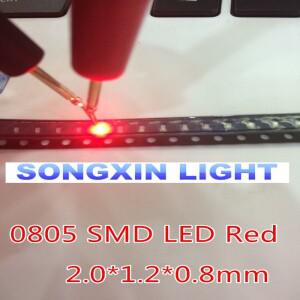LED SMD 0805 적색 다이오드 발광 620nm 1000개