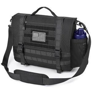 [미국배송] 모제토 남성 메신저백 전술에서 영감을 받은 15.6인치 노트북 브리프케이스 컴퓨터 사첼 오피스 워크백 남성용 YK-지퍼 블랙