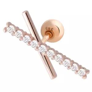 14K GOLD 크로스바 큐빅 엑스 스틱 베이직 금 피어싱