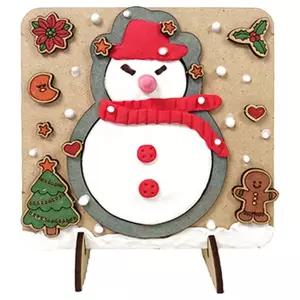 창의미술- 클레이 겨울 눈사람 액자 만들기 4인용 실습교구