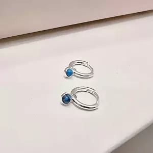 S707 여성 터키석 원터치 귀걸이 심플 이어링 데일리 은귀걸이