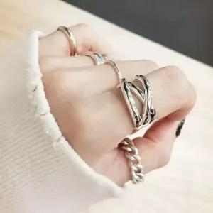 S144 여성 유니크 엑스링 반지 여성 링 데일리 은반지 (실버 925)