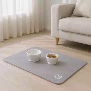 강아지식기매트 규조토 반려동물 식탁 그레이 부엉이 디자인 흡수 기능 애완 동물 식기 받침