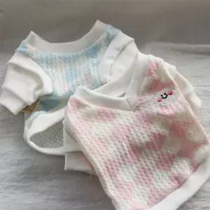 코코아허니 105F4 구름 조끼티강아지브이넥 애견 강아지옷 패션 반려견 애완견 체크