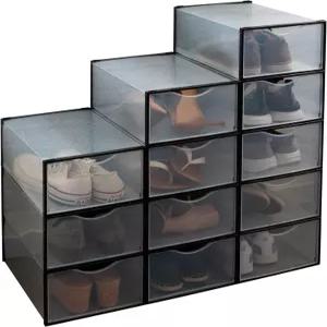 12개의 쌓을 수 있는 신발 상자 세트 단순화 맞춤 가능 사이즈 11 드롭 프론트 디자인 옷장 수납 스니커즈