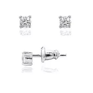 실버 1부 랩 그로운 다이아몬드 다이아 귀걸이 웨딩 4발