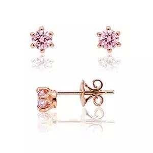 핑크 1부 랩 그로운 다이아몬드 다이아 귀걸이 웨딩 6발