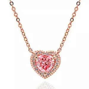 IGI 5부 핑크 하트 랩 그로운 다이아몬드 다이아 목걸이 웨딩