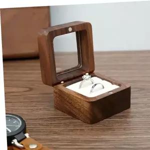 원목 반지케이스 우드 보석함 웨딩 커플링 돌반지 사각 투명창 1구 2구