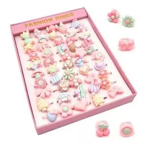 유아반지세트 하트 플라워 매트 유아 반지 어린이집선물 50개세트