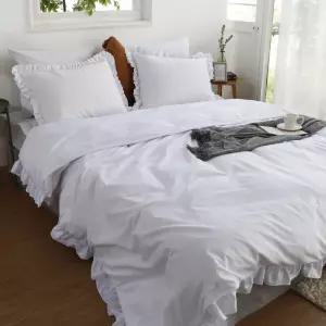 코튼벨 고밀도 순면광폭 프릴홑겹이불커버 베개세트 슈퍼킹(200x240)