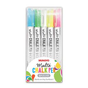 문교 멀티 쵸크펜 5색 5본입 세트 물분필 워터초크