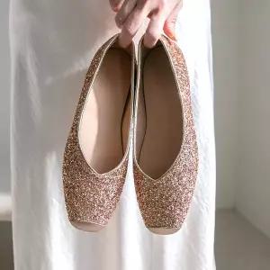 [분홍코끼리] 선샤인 글리터 골드 플랫(2cm)