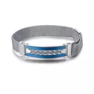 [롯데백화점]마션틴트(잡화) [루카바라] Luca Barra 이태리 남성 블루 메쉬 메탈팔찌 BA1235