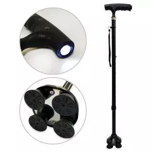 [캠프닉]네발 LED 라이트 노인 지팡이 SN3200 어르신 할머니 할아버지 초경량 미끄럼방지 길이조절가능