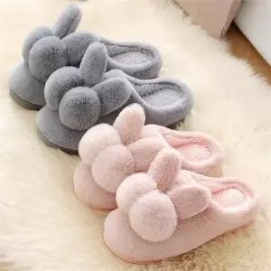 [오노마] ONM 털방울 토끼귀모양 털슬리퍼 겨울 방한 외출 슬리퍼 (S9361558)