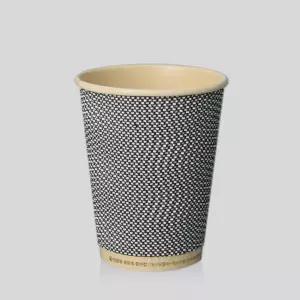 생분해 대나무 PLA 3중 단열 종이컵 8온스 웨이브 그레이 500개