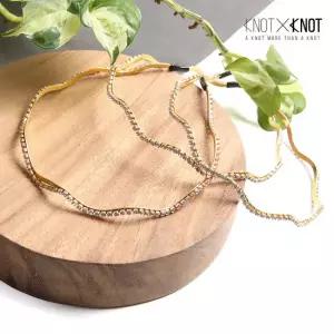 [KNOTXKNOT] 데일리 심플 큐빅 웨이브 줄란 메탈 머리띠