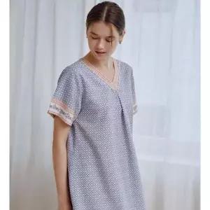 [비너스](본점)인견 기하 보더나염 여성 홈웨어 원피스(VEV3843L)