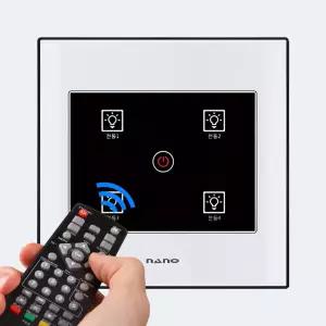 나노 아트2 터치 무선 전자식 리모컨 전등 스위치 4구 (블랙)