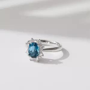 18k 로망스 런던블루토파즈 랩 다이아몬드 반지