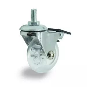 소형 투명 무소음 인라인 바퀴 캐스터 5cm(2인치) 토탈락 볼트브레이크형 M8