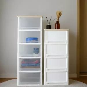 어반 우드상판 베이직 플라스틱 서랍장 2단 3단 4단 5단 6단 투명 수납장