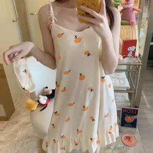 [오노마] ONM 여성 브라 캡 내장 원피스 여름 잠옷 홈웨어 오렌지