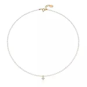[세그먼트에이](강남점)14K 랩다이아 미니십자가 밥풀진주 목걸이(LD23028N)