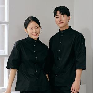 블랙 스탠딩카라 7부조리복 요리사복 주방복 쉐프웨어 셰프복 위생복 호텔 상의