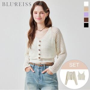[블루레이스] [2SET]써머 그물 니트 가디건+ 나시_B5M1KC4551