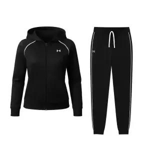 언더아머 UA 라이벌 트리콧 트레이닝복 세트 여성 트레이닝 세트 운동복 짐웨어 런닝복 블랙 6001966-001