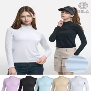 투엘라 쿨블리 여성 나일론 냉감 무지 반폴라 이너 데일리 긴팔 티셔츠(W6ST1