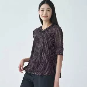 [지센]도트 러플 카라 블라우스 LFWSO413_NA