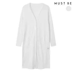 [77-99]여성 브이넥 화이트 롱가디건