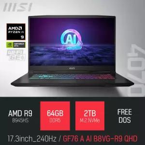 ⓒ MSI GF시리즈 소드 GF76 A AI B8VG-R9 QHD 64GB 2TB / 17인치 편집 고성능 게임 포토샵 캐드 AI 노트북
